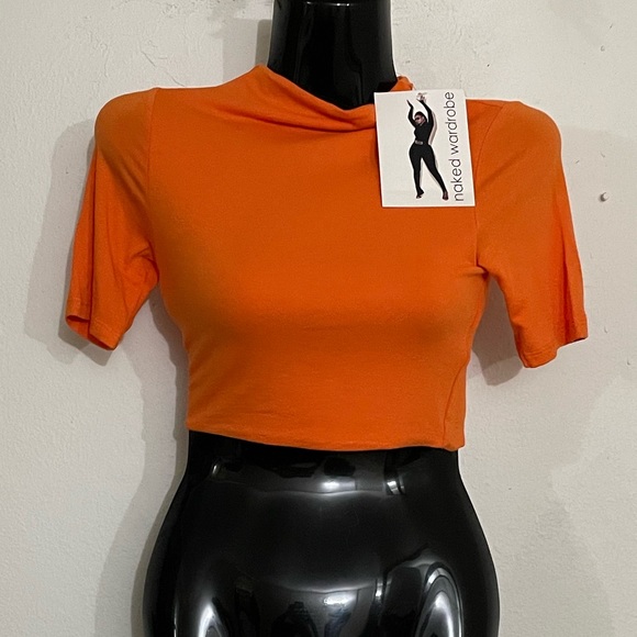 Naked Wardrobe Turtleneck Crop Top Orange X-Small - Picture 2 of 2